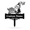 Personalized Gnome with Wheelbarrow Butterfly Garden Decorative Custom Metal Sign 1