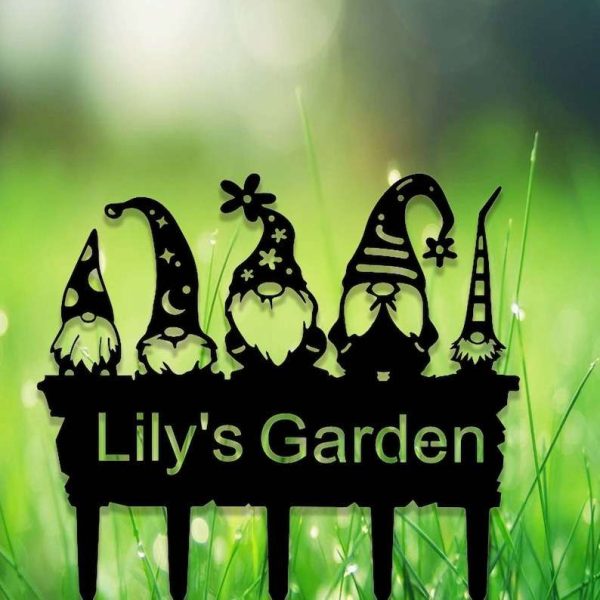 Personalized Gnomes Garden Yard Stakes Decorative Custom Metal Sign