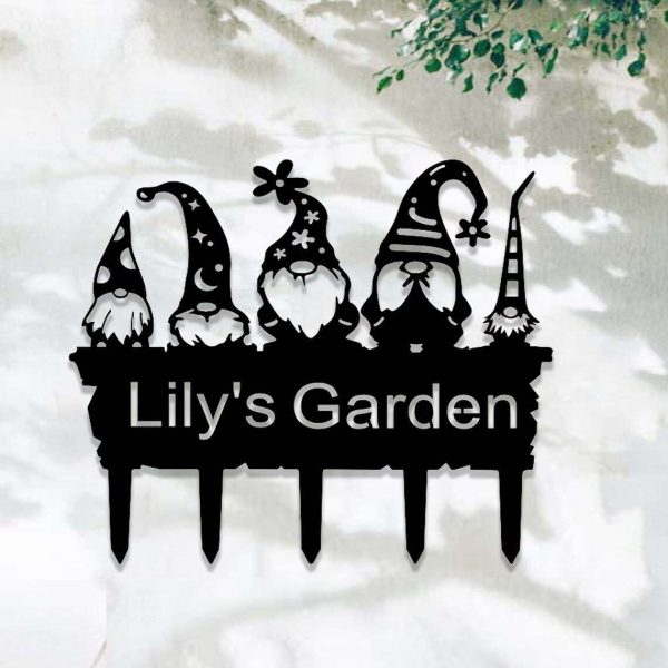 Personalized Gnomes Garden Yard Stakes Decorative Custom Metal Sign