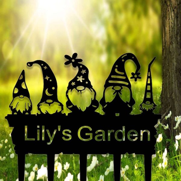 Personalized Gnomes Garden Yard Stakes Decorative Custom Metal Sign