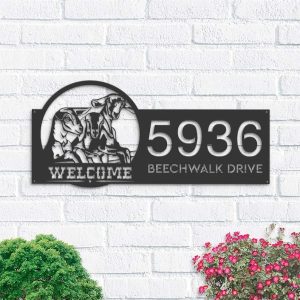 Personalized Goat Farmhouse Ranch Farm Animal Address Sign House Number Plaque Custom Metal Sign 1