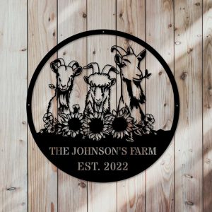 Personalized Goat Sunflower Farm Garden Decorative Custom Metal Sign Housewarming Gift 2