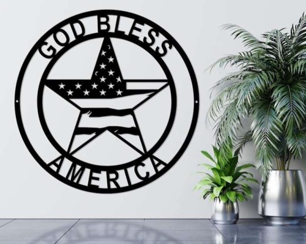 Personalized God Bless America US Flag Stars and Stripes Sign Independence Day Veteran Day Patriotic Decor Custom Metal Sign