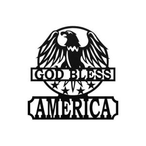 Personalized God Bless America With Eagle Sign Independence Day Veteran Day Patriotic Decor Custom Metal Sign 2