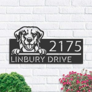 Personalized Golden Retriever Dog Cute Puppy Address Sign House Number Plaque Custom Metal Sign 1