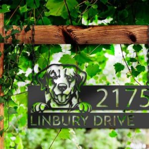 Personalized Golden Retriever Dog Cute Puppy Address Sign House Number Plaque Custom Metal Sign 2