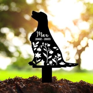 Personalized Gordon Setter Dog Memorial Sign Yard Stakes Floral Gordon Setter Dog Grave Marker Cemetery Decor Custom Metal Sign