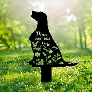 Personalized Gordon Setter Dog Memorial Sign Yard Stakes Floral Gordon Setter Dog Grave Marker Cemetery Decor Custom Metal Sign 3