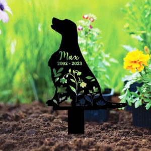 Personalized Gordon Setter Dog Memorial Sign Yard Stakes Floral Gordon Setter Dog Grave Marker Cemetery Decor Custom Metal Sign 4