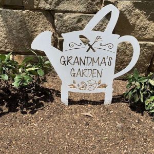 Personalized Grandmas Garden Watering Can Yard Stakes Decorative Custom Metal Sign 2