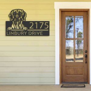 Personalized Great Dane Dog Cute Puppy Address Sign House Number Plaque Custom Metal Sign 2