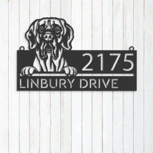 Personalized Great Dane Dog Cute Puppy Address Sign House Number Plaque Custom Metal Sign 3