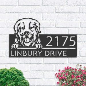 Personalized Great Pyrenees Dog Cute Puppy Address Sign House Number Plaque Custom Metal Sign 1