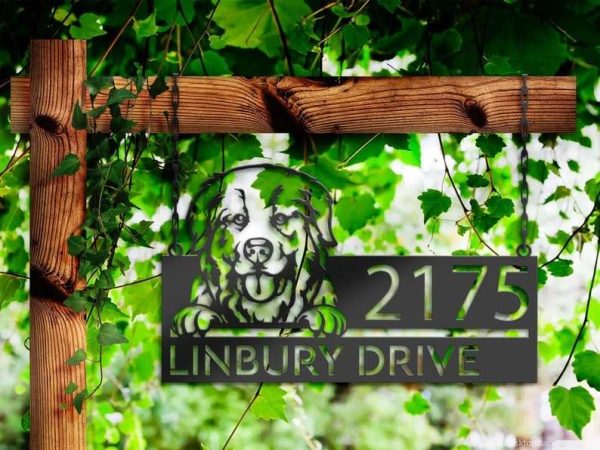 Personalized Great Pyrenees Dog Cute Puppy Address Sign House Number Plaque Custom Metal Sign