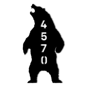 Personalized Grizzly Bear Vertical Address Sign House Number Plaque Custom Metal Sign 1