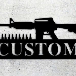 Personalized Gun AR15 Rifles Address Sign House Number Plaque Custom Metal Sign 2