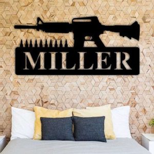 Personalized Gun AR15 Rifles Address Sign House Number Plaque Custom Metal Sign 3