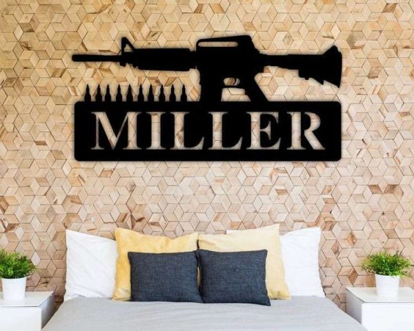 Personalized Gun AR15 Rifles Address Sign House Number Plaque Custom Metal Sign