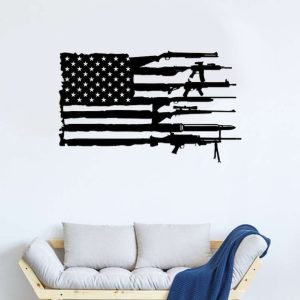 Personalized Gun American Flag Sign 2nd Amendment Independence Day Veteran Day Patriotic Decor Custom Metal Sign 1