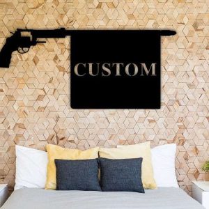 Personalized Gun Bullet Funny Warning Address Sign House Number Plaque Custom Metal Sign 2