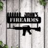 Personalized Gun Sign Name with Weapon Independence Day Veteran Day Patriotic Decor Custom Metal Sign 1
