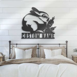 Personalized Happy Easter Bunny Rabbit Farm Decorative Garden Custom Metal Sign 2 1