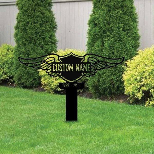 Personalized Harley Davidson Motorcycle Memorial Sign Yard Stakes Biker Grave Marker Cemetery Decor Custom Metal Sign