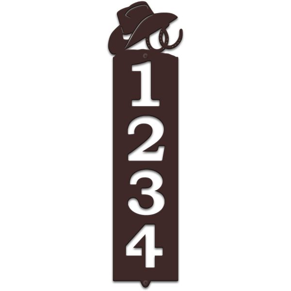 Personalized Hat and Horseshoes Western Cowboy Address Sign House Number Plaque Custom Metal Sign