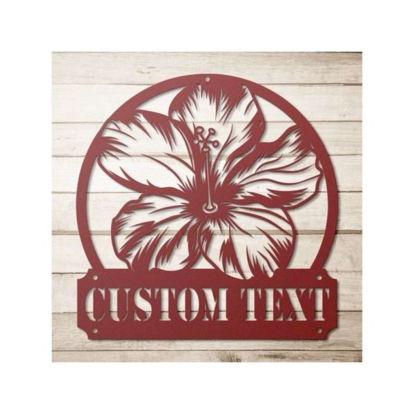 Personalized Hibiscus Garden Decorative Custom Metal Sign Housewarming Gift