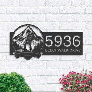 Personalized Hiker Camping Mountain Climbing V4 Address Sign House Number Plaque Custom Metal Sign 1