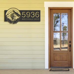 Personalized Hiker Camping Mountain Climbing V5 Address Sign House Number Plaque Custom Metal Sign 3