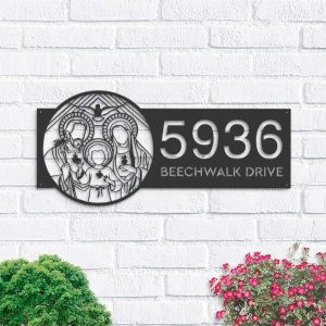 Personalized Holy Family Chritian Jesus Christ Address Sign House Number Plaque Custom Metal Sign