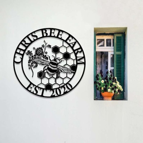 Personalized Honey Bee Farm Garden Decorative Custom Metal Sign