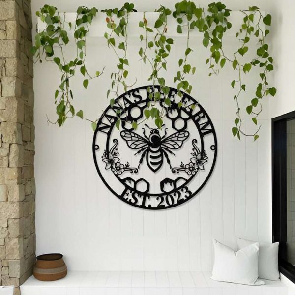 Personalized Honey Bee Farm Name Garden Custom Metal Sign