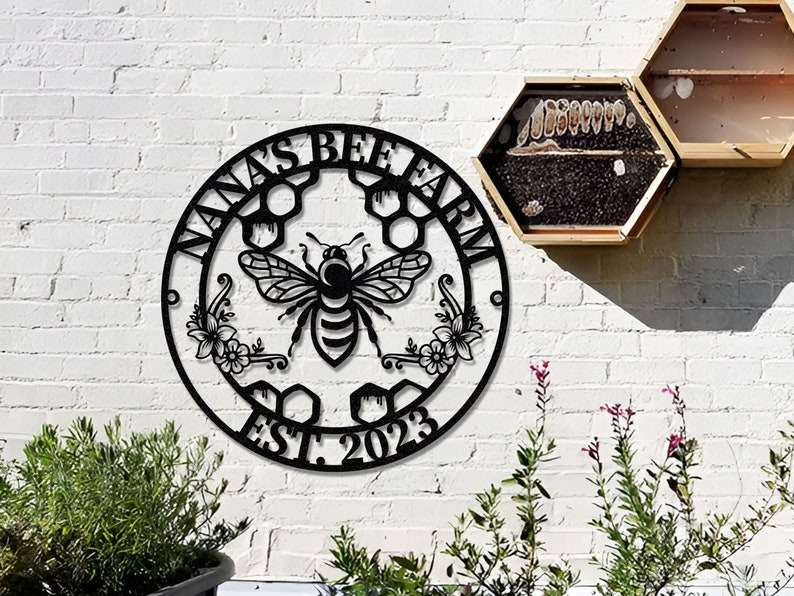 Bee decor, Honey bee sign, Hand painted Bee's, Wood sign, Laser