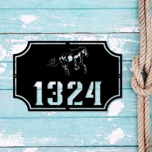 Personalized Horse Address Sign House Number Plaque Custom Metal Sign