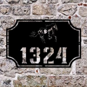 Personalized Horse Address Sign House Number Plaque Custom Metal Sign 3