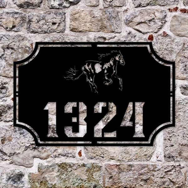 Personalized Horse Address Sign House Number Plaque Custom Metal Sign