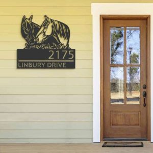 Personalized Horse Couple Farm House Ranch Address Sign House Number Plaque Custom Metal Sign 3