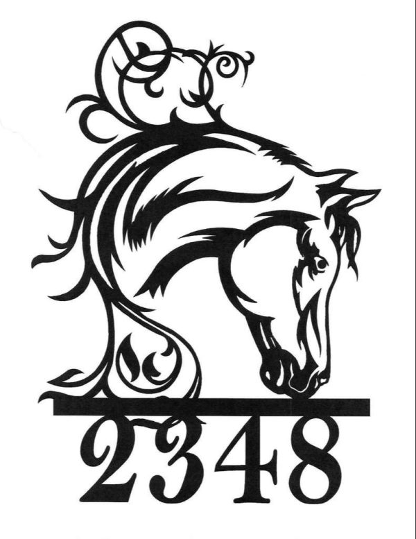 Personalized Horse Head Address Sign House Number Plaque Custom Metal Sign