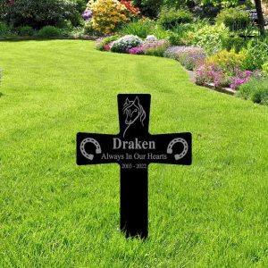 Personalized Horse Loss Gifts Memorial Sign Always in Our Hearts Yard Stakes Pet Grave Marker Cemetery Decor Custom Metal Sign 1