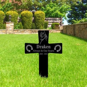 Personalized Horse Loss Gifts Memorial Sign Always in Our Hearts Yard Stakes Pet Grave Marker Cemetery Decor Custom Metal Sign 3