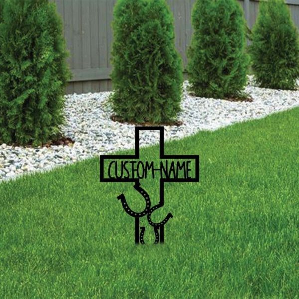 Personalized Horse Memorial Sign Yard Stakes Horseshoes Grave Marker Cemetery Decor Custom Metal Sign