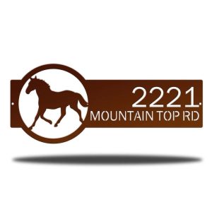 Personalized Horse Monogram Address Sign House Number Plaque Custom Metal Sign