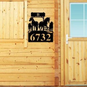 Personalized Horse Monogram Address Sign House Number Plaque Custom Metal Sign 3