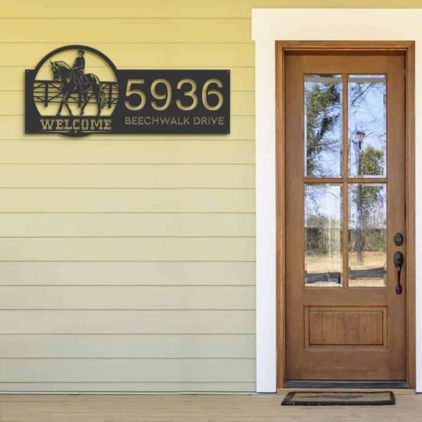 Personalized Horse Rider Welcome Address Sign House Number Plaque Custom Metal Sign