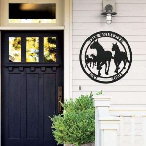 Personalized Horses Welcome Address Sign House Number Plaque Custom Metal Sign 1