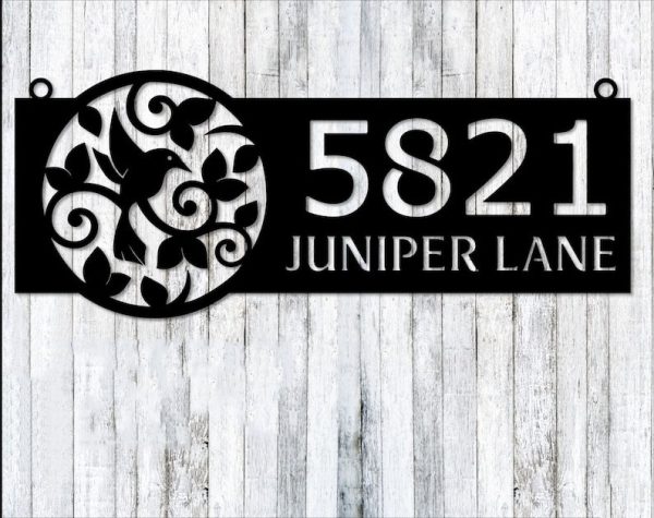 Personalized Hummingbird Address Sign House Number Plaque Custom Metal Sign