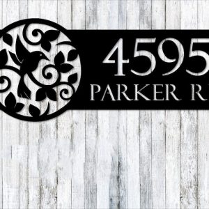 Personalized Hummingbird Address Sign House Number Plaque Custom Metal Sign