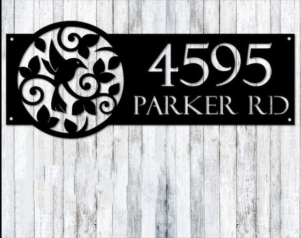 Personalized Hummingbird Address Sign House Number Plaque Custom Metal Sign